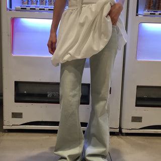 Summer All-Season Light Wash Denim Pants Long Wide Fit Y2K Daily Layered Look Jeans
