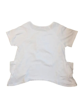 Summer Cotton Shirred Asymmetrical T-shirt Off-shoulder Loose Fit Y2K Fairy Layered Look Short Sleeve