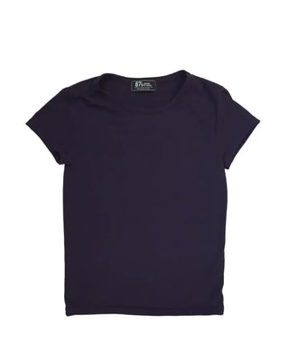 Summer Stretch Cotton Basic Short Sleeve T-shirt Slim Fit Semi-Crop Daily Casual Layering