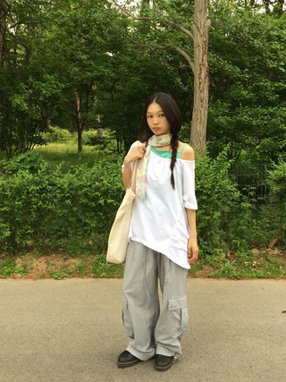 SpringSummer Chiffon Flower Scarf Long Length Feminine Vacation Look Air Conditioner-Friendly Date Look