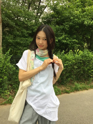 SpringSummer Chiffon Flower Scarf Long Length Feminine Vacation Look Air Conditioner-Friendly Date Look