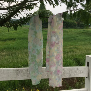 SpringSummer Chiffon Flower Scarf Long Length Feminine Vacation Look Air Conditioner-Friendly Date Look