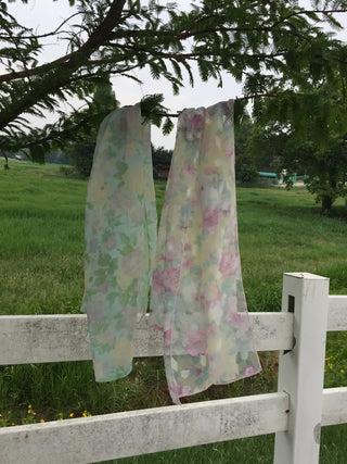 SpringSummer Chiffon Flower Scarf Long Length Feminine Vacation Look Air Conditioner-Friendly Date Look