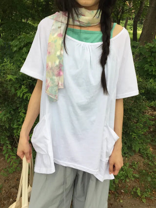 SpringSummer Chiffon Flower Scarf Long Length Feminine Vacation Look Air Conditioner-Friendly Date Look