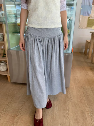 Summer flowy hip-shirred long skirt A-line flare balletcore outing daily look