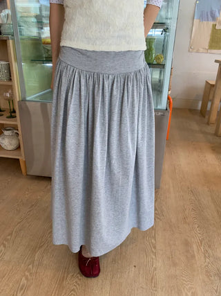 Summer flowy hip-shirred long skirt A-line flare balletcore outing daily look