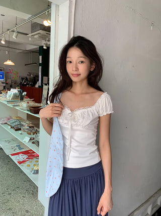 Summer flowy hip-shirred long skirt A-line flare balletcore outing daily look