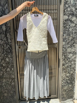 Summer Lace Halterneck Sleeveless Vest Slim Fit Cropped Vintage Kitsch Layered Look