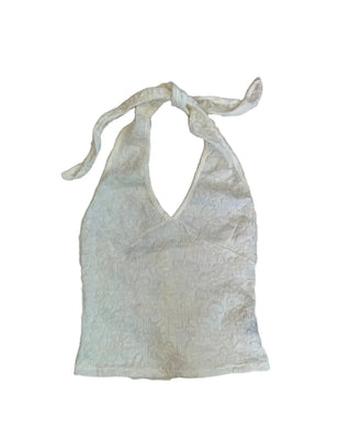 Summer Lace Halterneck Sleeveless Vest Slim Fit Cropped Vintage Kitsch Layered Look