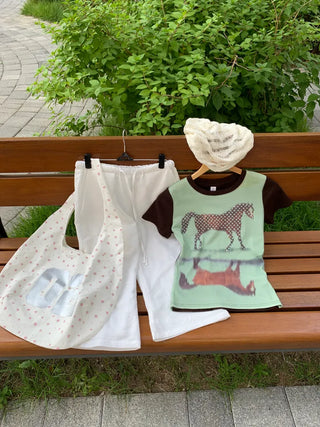 Women's Summer Cotton Pants Embroidered Pattern Straight 34 Length Crop String Pants Chinos