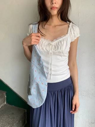 Summer Stretch Shirred T-shirt, Slim Fit, Standard Length, Balletcore, Innocent & Glamorous, Date Look, Resort Look
