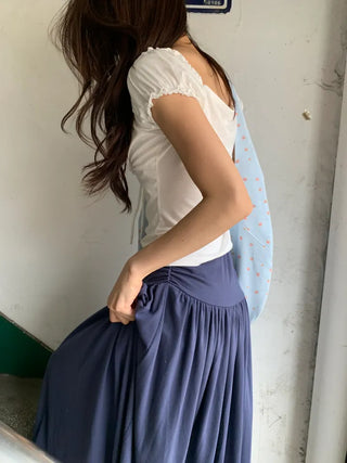 Summer Stretch Shirred T-shirt, Slim Fit, Standard Length, Balletcore, Innocent & Glamorous, Date Look, Resort Look