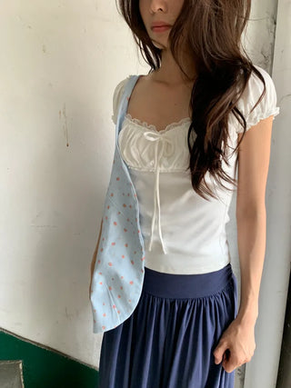 Summer Stretch Shirred T-shirt, Slim Fit, Standard Length, Balletcore, Innocent & Glamorous, Date Look, Resort Look