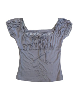 Summer Stretch Shirred T-shirt, Slim Fit, Standard Length, Balletcore, Innocent & Glamorous, Date Look, Resort Look