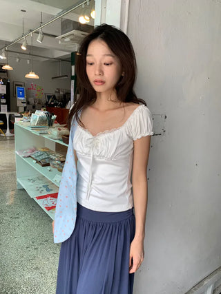 Summer Stretch Shirred T-shirt, Slim Fit, Standard Length, Balletcore, Innocent & Glamorous, Date Look, Resort Look