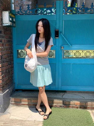 Summer Stretch Wrap Off-Shoulder Short Sleeve T-Shirt, Slim Fit, Standard Length, Unique, Date Look, Casual Look
