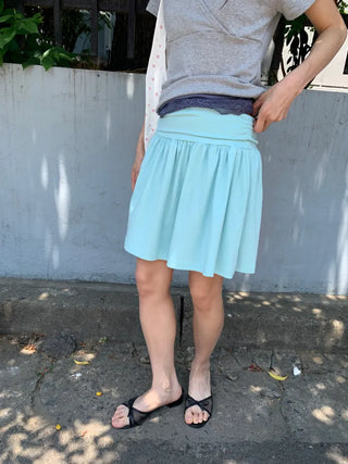 Summer flowy yoke shirred mini skirt flare short balletcore kitsch Y2K casual look daily look