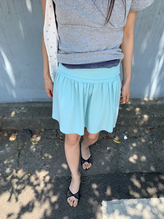 Summer flowy yoke shirred mini skirt flare short balletcore kitsch Y2K casual look daily look