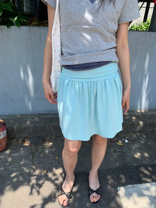 Summer flowy yoke shirred mini skirt flare short balletcore kitsch Y2K casual look daily look
