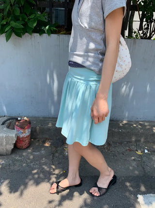 Summer flowy yoke shirred mini skirt flare short balletcore kitsch Y2K casual look daily look