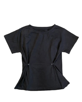 Summer Cotton Off-shoulder Short-sleeve T-shirt Midi Length Vintage Kitsch Asymmetrical Daily Look Casual Look