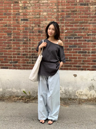 Summer Cotton Dot Wide Pants Long Length Vintage Kitsch Elastic Waist Homewear Casual Look Travel Look