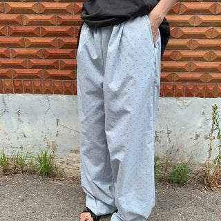 Summer Cotton Dot Wide Pants Long Length Vintage Kitsch Elastic Waist Homewear Casual Look Travel Look