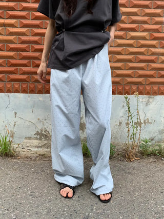 Summer Cotton Dot Wide Pants Long Length Vintage Kitsch Elastic Waist Homewear Casual Look Travel Look