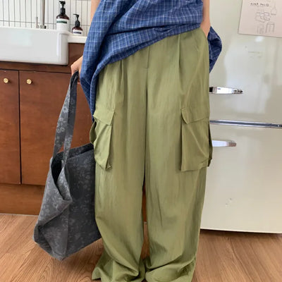 Summer rustling cargo pants wide long length Amekaji Gorpcore Kitsch casual look camping look