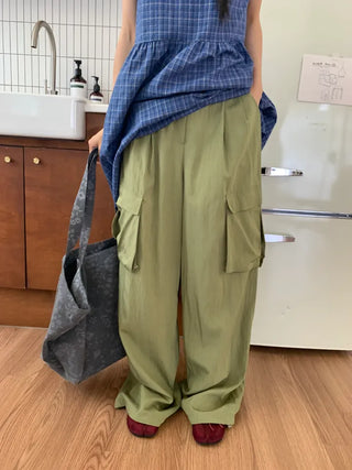 Summer rustling cargo pants wide long length Amekaji Gorpcore Kitsch casual look camping look