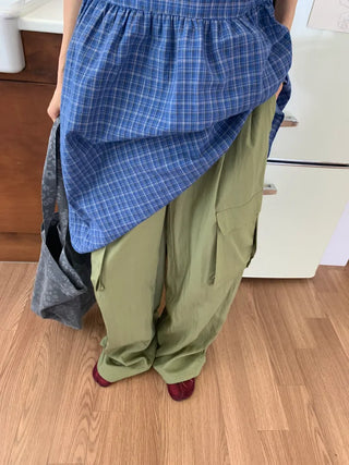 Summer rustling cargo pants wide long length Amekaji Gorpcore Kitsch casual look camping look