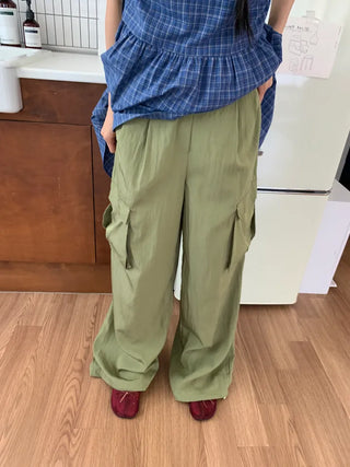 Summer rustling cargo pants wide long length Amekaji Gorpcore Kitsch casual look camping look