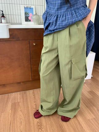 Summer rustling cargo pants wide long length Amekaji Gorpcore Kitsch casual look camping look