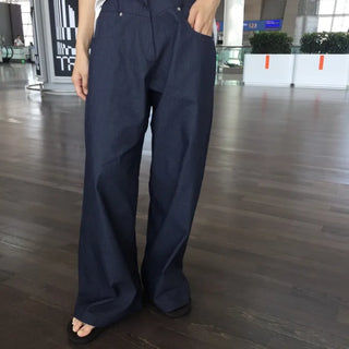 Wide Striped Denim Pants
