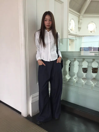 Wide Striped Denim Pants