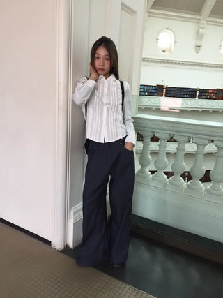 Wide Striped Denim Pants