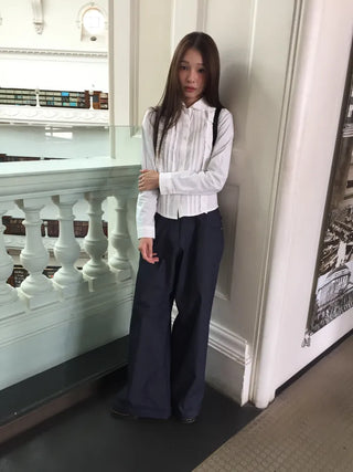Wide Striped Denim Pants