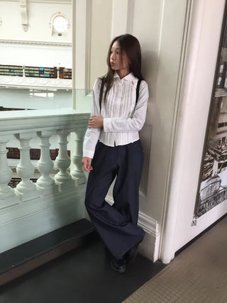 Wide Striped Denim Pants