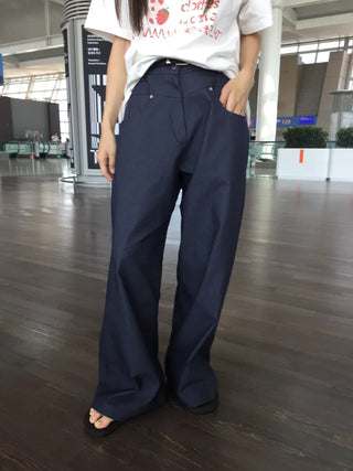 Wide Striped Denim Pants