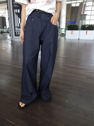 Wide Striped Denim Pants