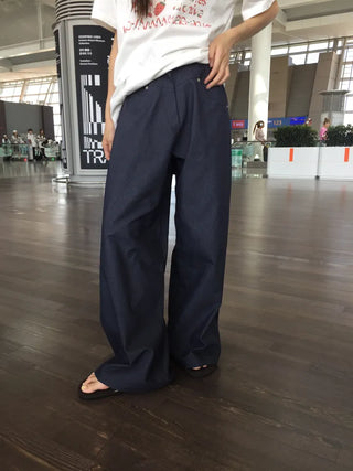 Wide Striped Denim Pants