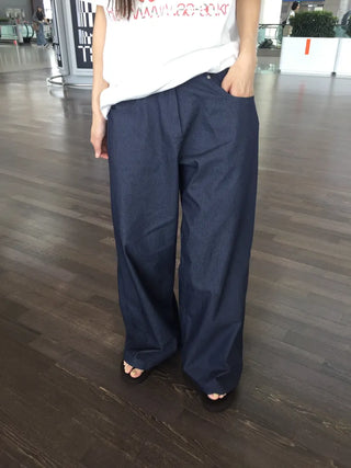 Wide Striped Denim Pants