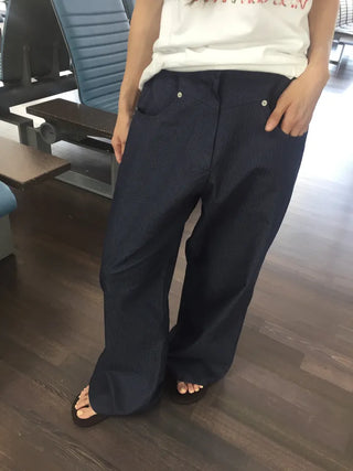 Wide Striped Denim Pants