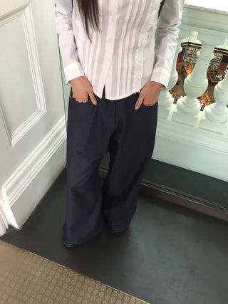 Wide Striped Denim Pants