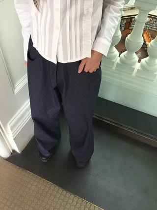 Wide Striped Denim Pants