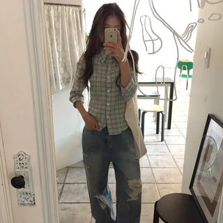 Stylish Check Shirt Loose Fit Shirt