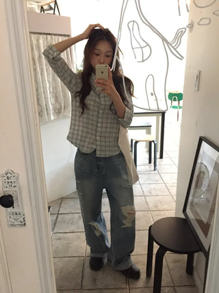 Stylish Check Shirt Loose Fit Shirt