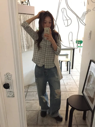 Stylish Check Shirt Loose Fit Shirt