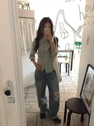 Stylish Check Shirt Loose Fit Shirt
