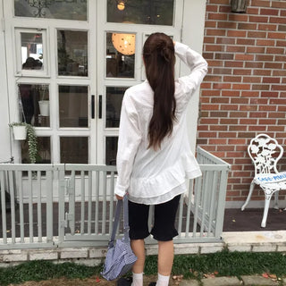 Delicate mood striped frill shirt